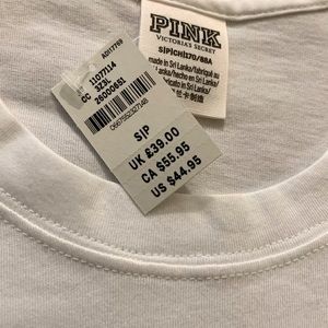 New With Tags VS Pink Bling White Long Sleeve Top